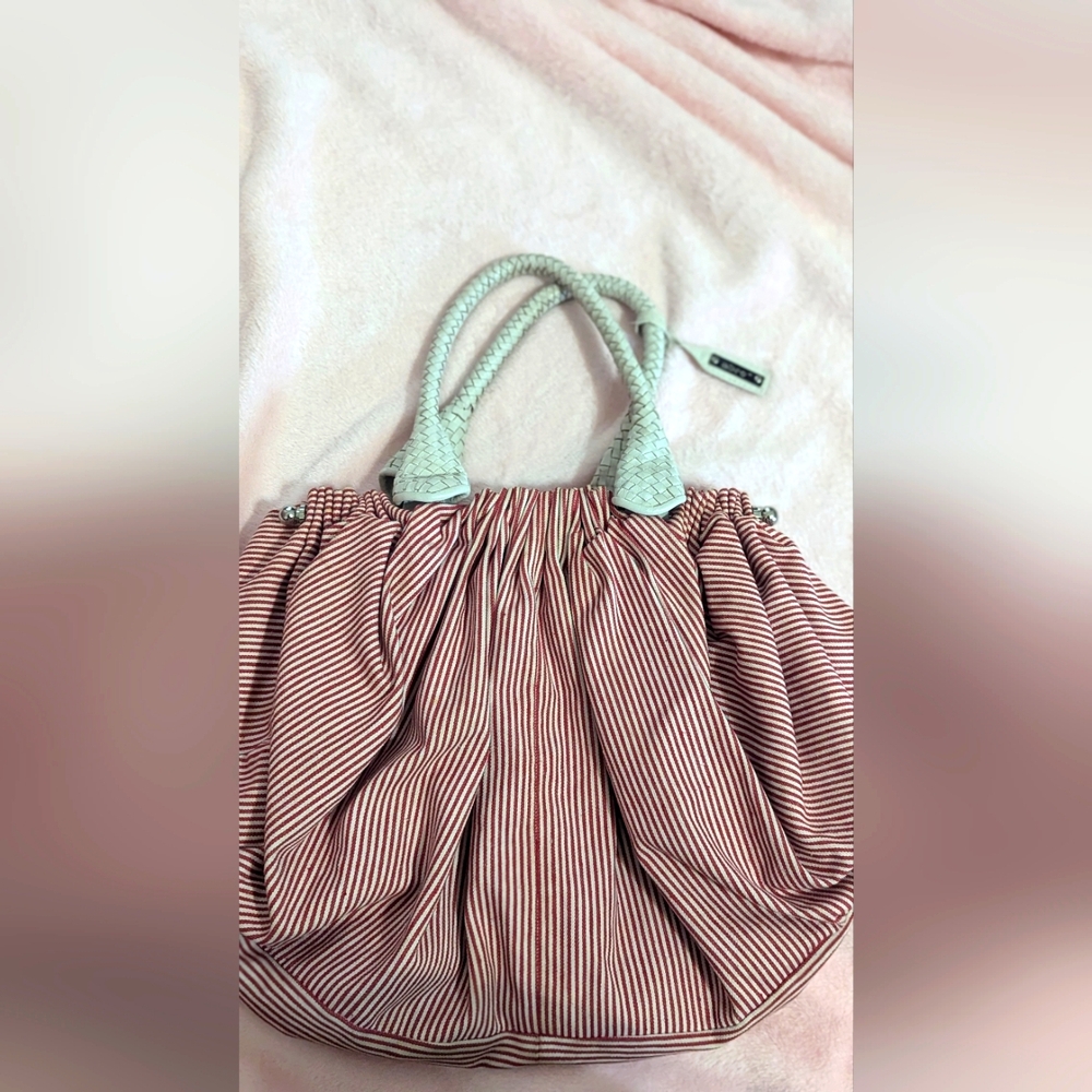 Red and white striped Abro bag